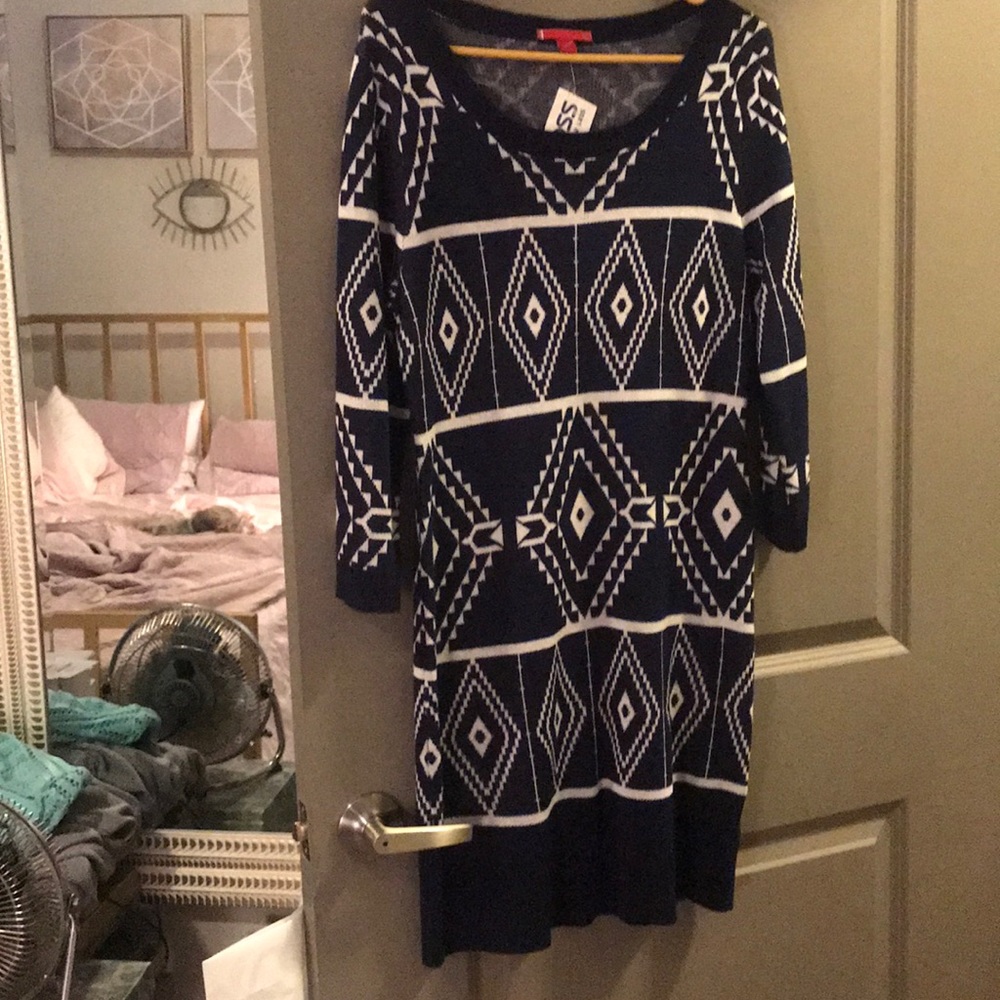 New Tribal Tunic Sweater dress navy Aztec L